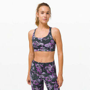 LULULEMON Energy Bra Floral Shift Multi, Athletic Sports Bra, Sz 4